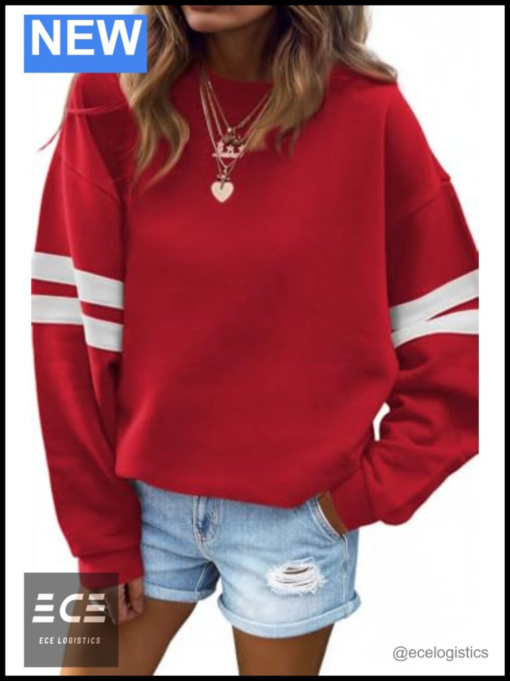 Oversized Striped Long Sleeve Sweatshirt Crewneck Pullover Casual